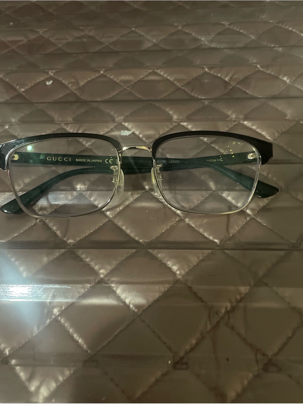 Gucci Black and Green Semi-Rimless Eyeglasses